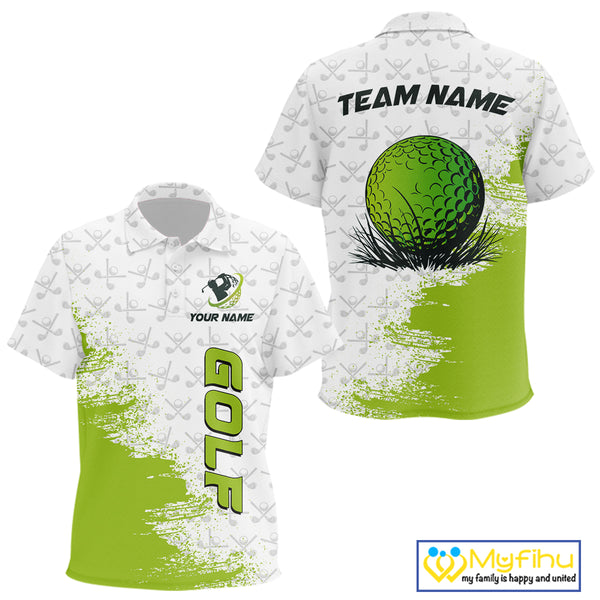 Green and White golf camo Kid golf polo shirts custom golf wear for Kid, best golf gifts NQS10170
