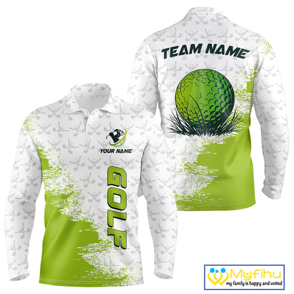 Green and White golf camo Men golf polo shirts custom golf wear for mens, best golf gifts NQS10170