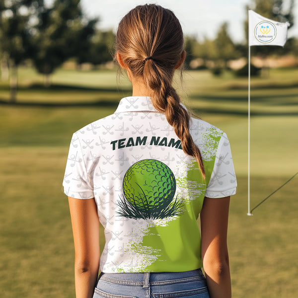 Green and White golf camo Women golf polo shirts custom golf wear for ladies, best golf gifts NQS10170