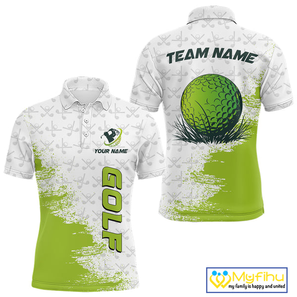 Green and White golf camo Men golf polo shirts custom golf wear for mens, best golf gifts NQS10170