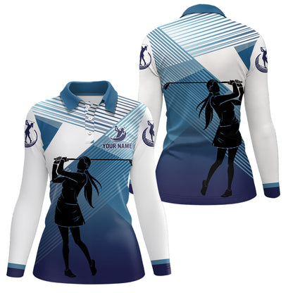 Women golf polo shirt custom abstract blue background team golf shirts, golf tops for ladies NQS7075