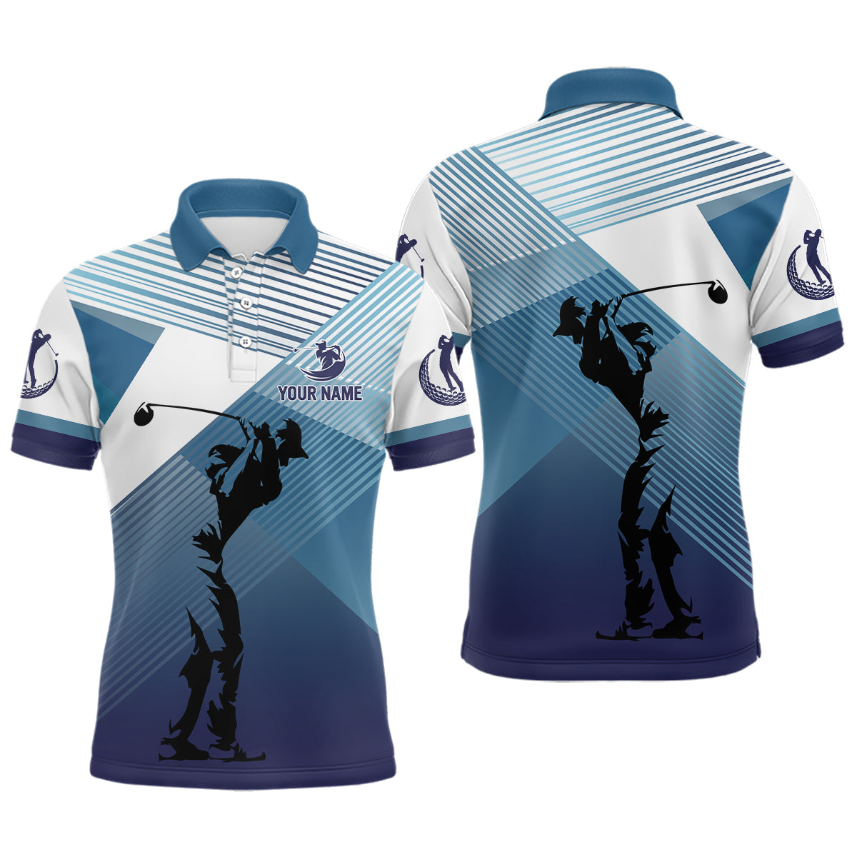 Mens golf polo shirts custom abstract blue background team golf shirts, golf tops for men NQS7075