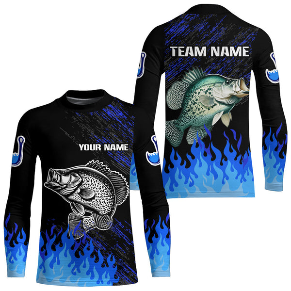 Blue fire Crappie fishing Custom performance long sleeve Crappie fishing tournament shirts for team NQS9084