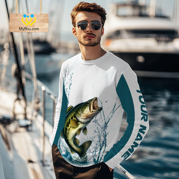 Largemouth Bass fishing compass Custom name sun protection Bass fishing tournament shirts NQS10582