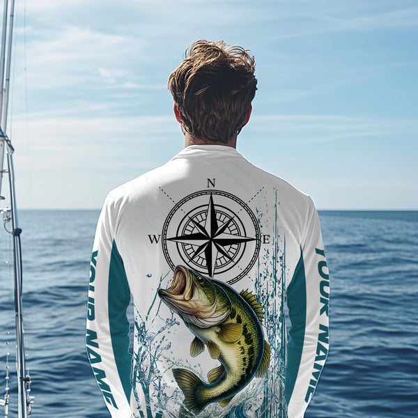 Largemouth Bass fishing compass Custom name sun protection Bass fishing tournament shirts NQS10582