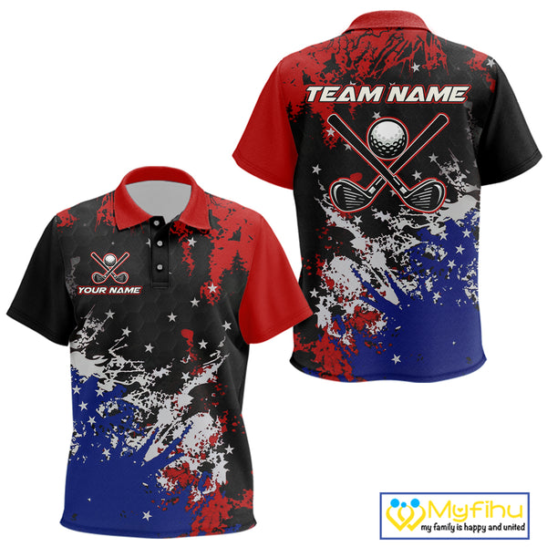 Red, White and Blue Golf Polo shirts for Kid Custom Patriotic Gift For Golfers, Kids golf outfit NQS10590
