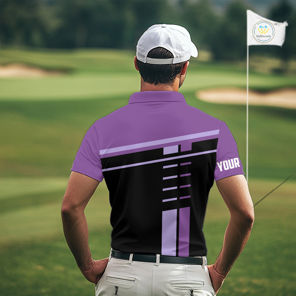 Personalized Black and Purple Men golf polo shirts, Custom Golf Shirts For Team men golfers NQS10160