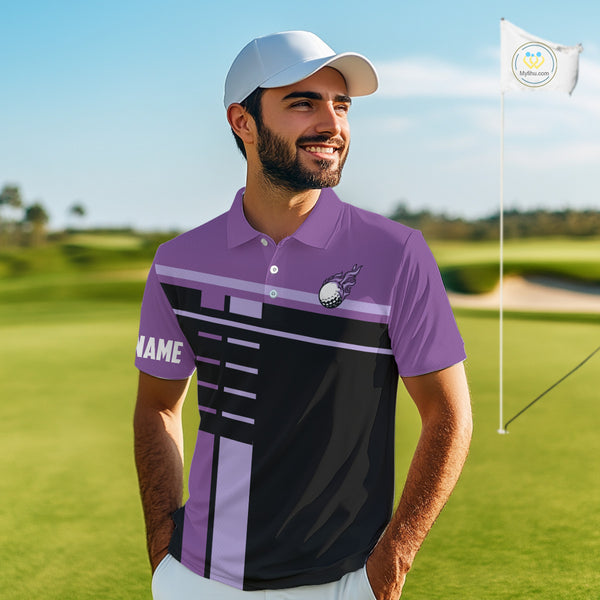 Personalized Black and Purple Men golf polo shirts, Custom Golf Shirts For Team men golfers NQS10160