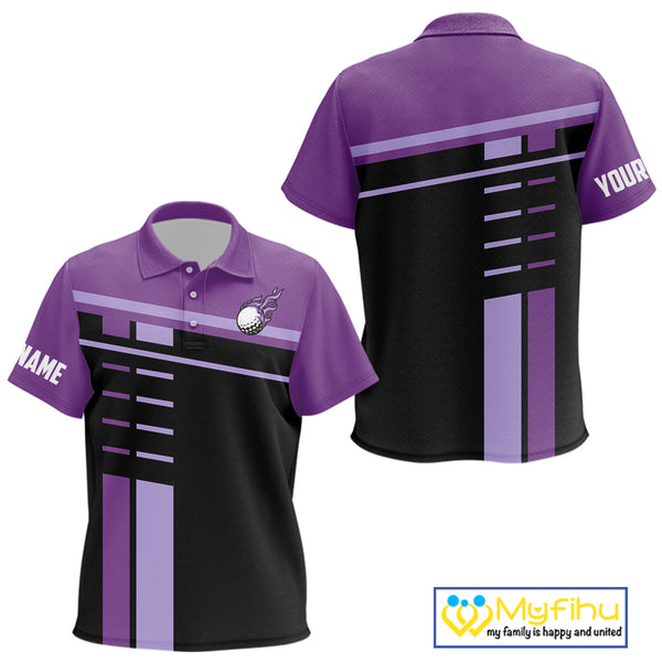 Personalized Black and Purple Kid golf polo shirts, Custom Golf Shirts For Team Kid golfers NQS10160