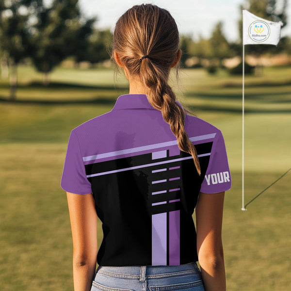 Personalized Black and Purple Women golf polo shirts, Custom Golf Shirts For Team ladies golfers NQS10160