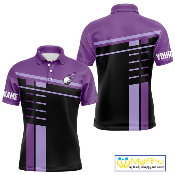 Personalized Black and Purple Men golf polo shirts, Custom Golf Shirts For Team men golfers NQS10160