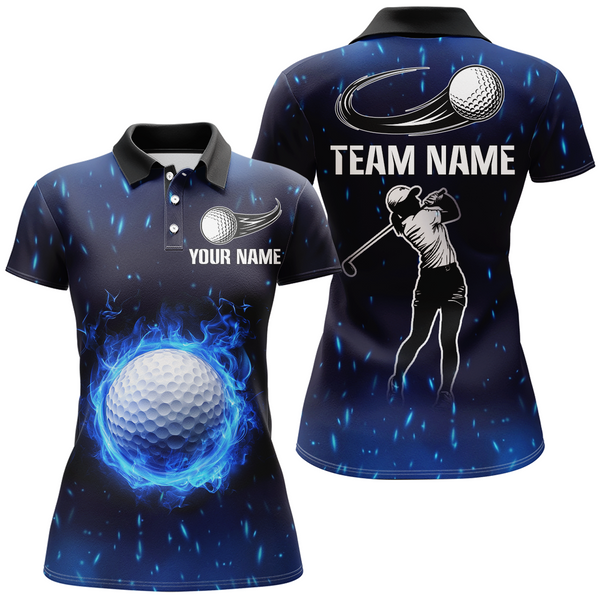 Blue Flame Golf Ball Women Golf Polo Shirts custom team ladies golf apparel, golf gifts for women NQS9244