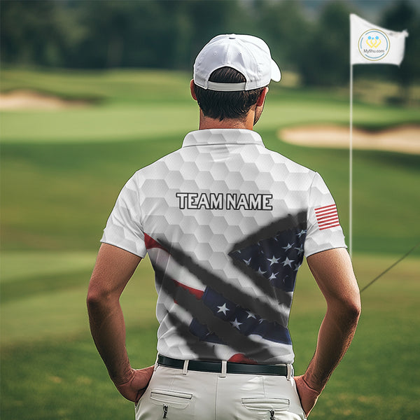 Personalized American Flag Golf polo shirt For Men Custom Patriotic Golf Gifts NQS10428