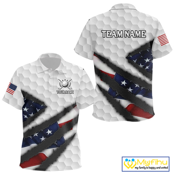 Personalized American Flag Golf polo shirt For Kid Custom Patriotic Golf Gifts NQS10428