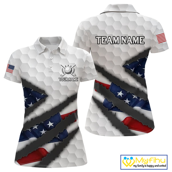 Personalized American Flag Golf polo shirt For Women Custom Patriotic Golf Gifts NQS10428