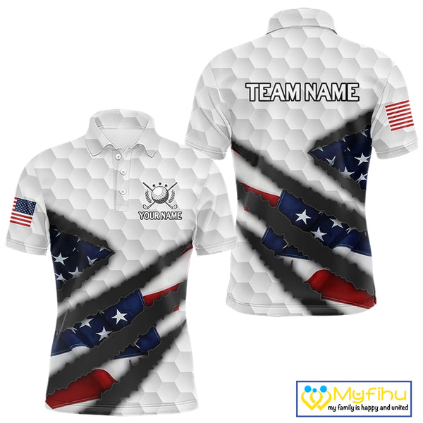 Personalized American Flag Golf polo shirt For Men Custom Patriotic Golf Gifts NQS10428