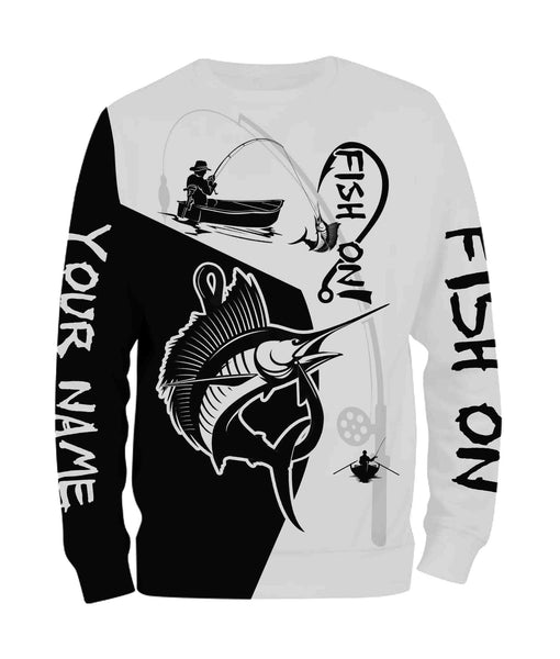 Sailfish Fish On Custome Name 3D All Over Printed Shirts For Adult And Kid Personalized Fishing gift NQS362