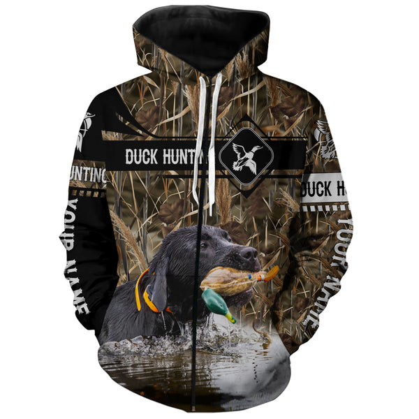 Duck Hunting with Black Labrador Retriever waterfowl camo Shirts, Personalized Duck Hunting Gifts FSD3123