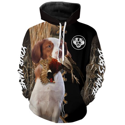American Brittany Hunting Dog Custom Name Hoodie Shirt for Hunter FSD4734
