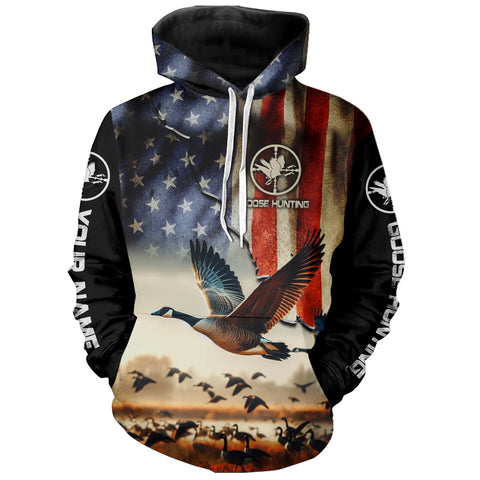 Goose hunting American flag custom Name all over print Shirts, Gift for Hunters FSD110