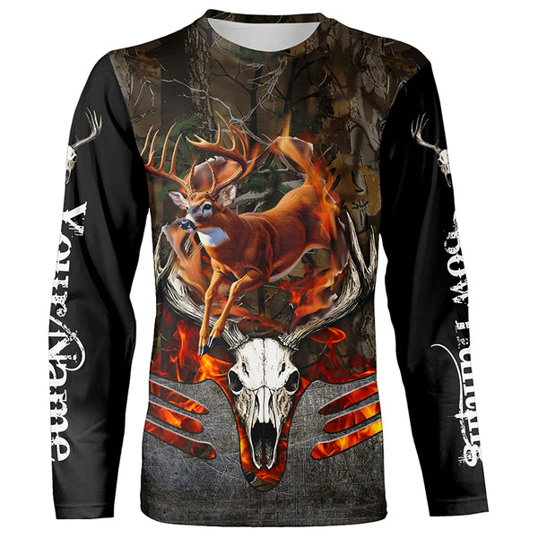 Whitetails Jumping Deer Hunting Camouflage Custom Name Shirts, Best Deer hunting gifts FSD979