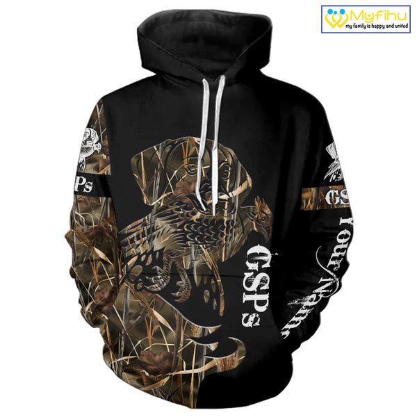 GSP German Shorthaired Pointer Bird Hunting Dog Camo Custom Name Shirts for Hunter FSD4695