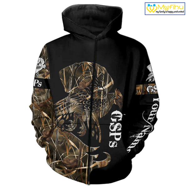 GSP German Shorthaired Pointer Bird Hunting Dog Camo Custom Name Shirts for Hunter FSD4695