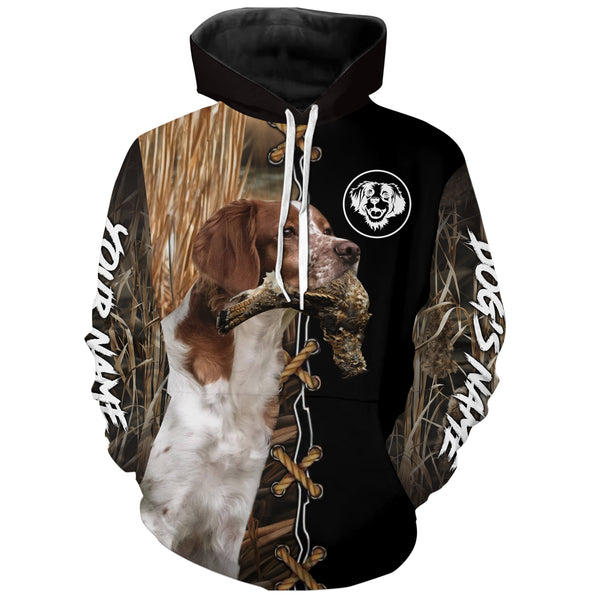 Brittany Hunting Dog Custom Name Hoodie Shirt for Hunter FSD4703