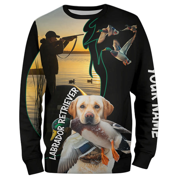 Personalized Duck Hunting Shirts with Yellow Labrador Retriever Hunting Dog FSD4747