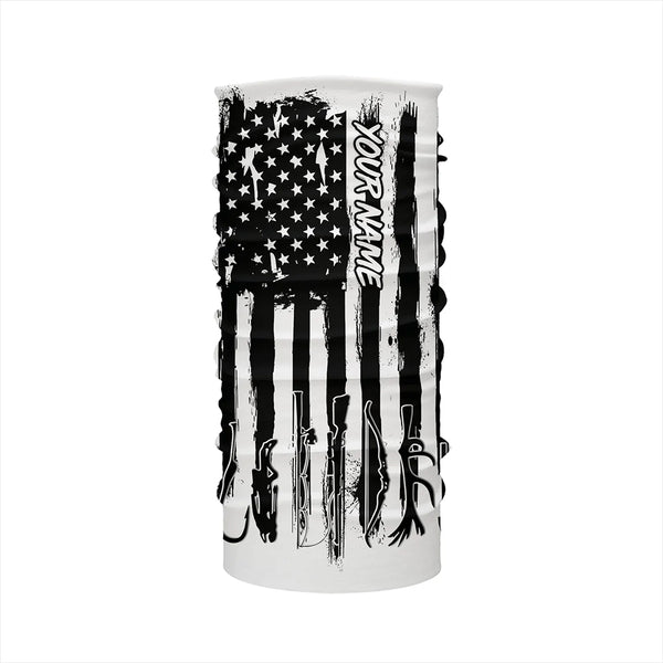 American Flag Fishing and Hunting black and white UV protection Customized name Shirt FSD4088