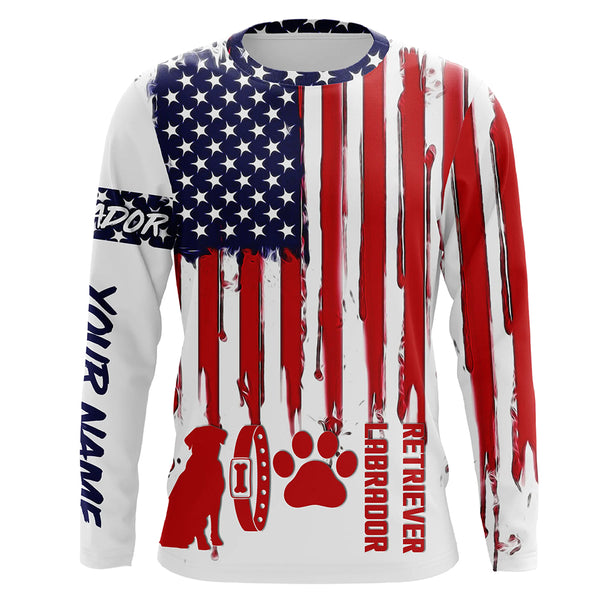 Labrador Retriever American flag custom Name all over print Shirts for dog Owner, dog Lovers FSD4110