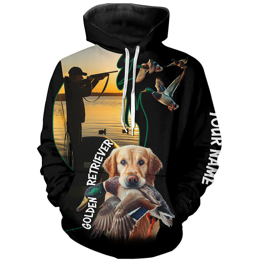 Duck Hunting with Golden Retriever Shirts Personalized Duck Hunting Shirt for Hunter FSD4752