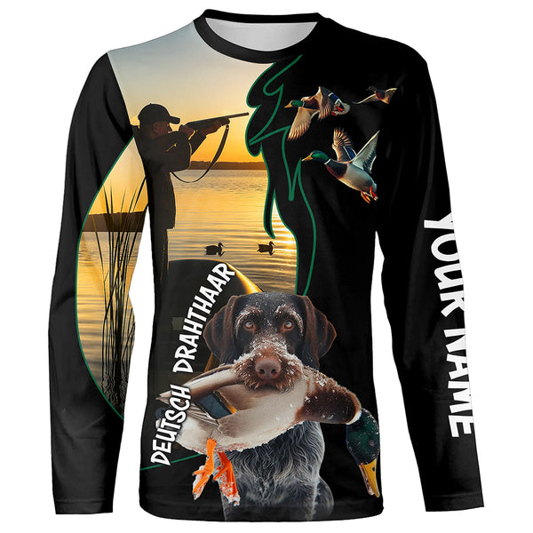 Duck Hunting with Dog Deutsch Drahthaar Personalized Duck Hunting Shirts FSD4755