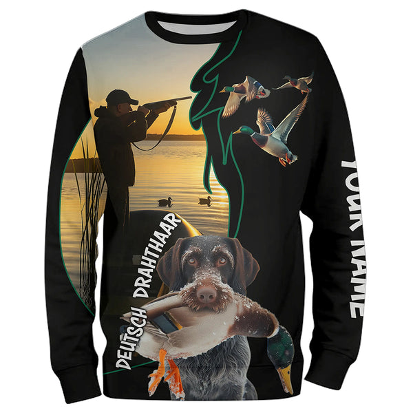 Duck Hunting with Dog Deutsch Drahthaar Personalized Duck Hunting Shirts FSD4755
