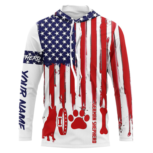 German Shepherd American flag custom Name all over print Shirts for dog Owner, dog Lovers FSD4120