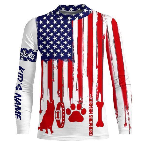 German Shepherd American flag custom Name all over print Shirts for dog Owner, dog Lovers FSD4120