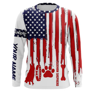 German Shepherd American flag custom Name all over print Shirts for dog Owner, dog Lovers FSD4120