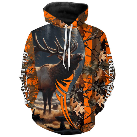 Elk hunting Orange camouflage custom Name all over print Shirts, Personalized gifts for hunter FSD1825