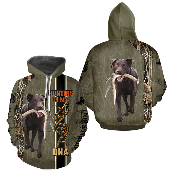 Custom Chocolate Labs Hunting Dog Shirt for Hunters, Hunting In My DNA FSD4735