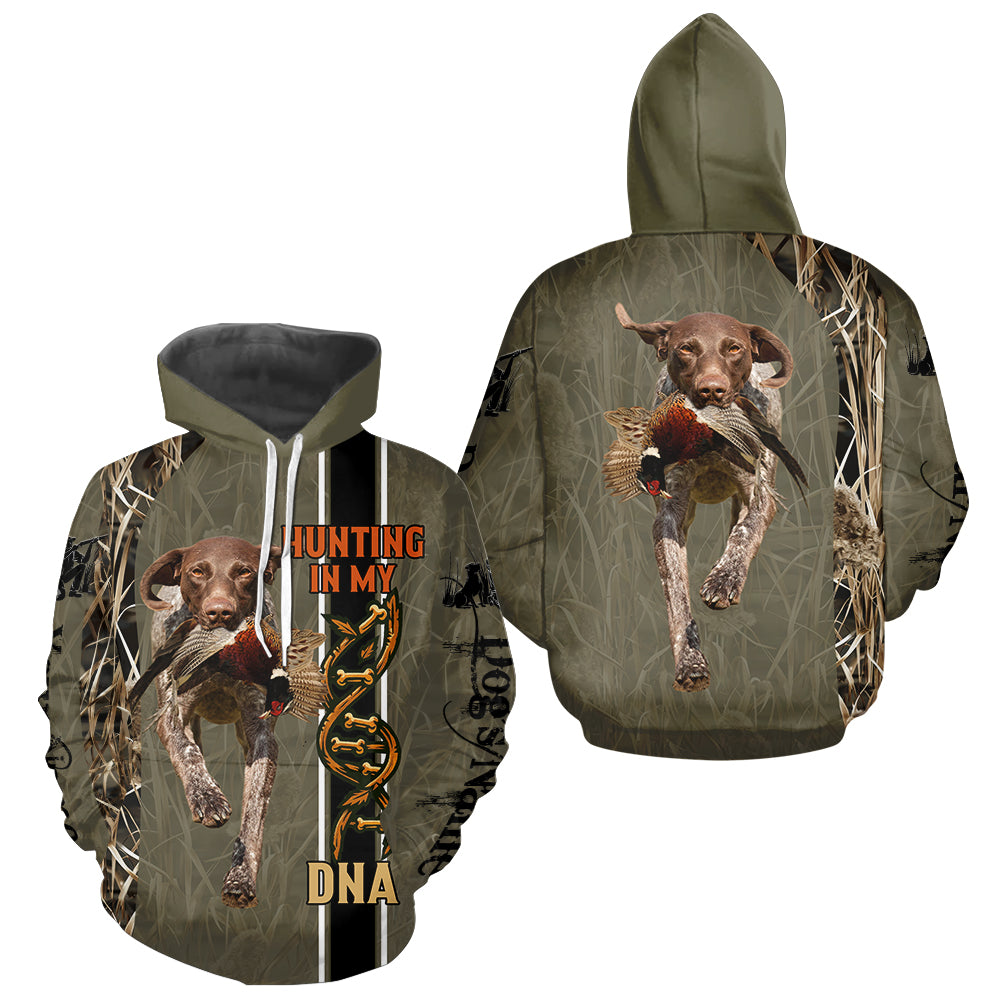 Custom German Shorthaired Pointer GSP Hunting Dog Shirt for Hunters, Hunting In My DNA FSD4737
