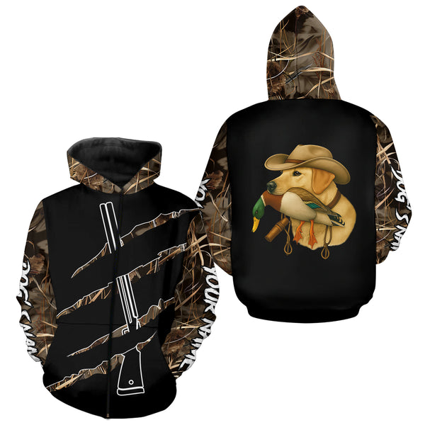 Duck Hunting Waterfowl camo Custom Name Shirt | Yellow Labs FSD4699