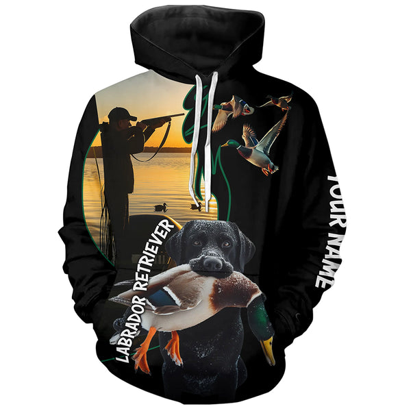 Personalized Duck Hunting Shirts with Black Labrador Retriever Hunting Dog FSD4746