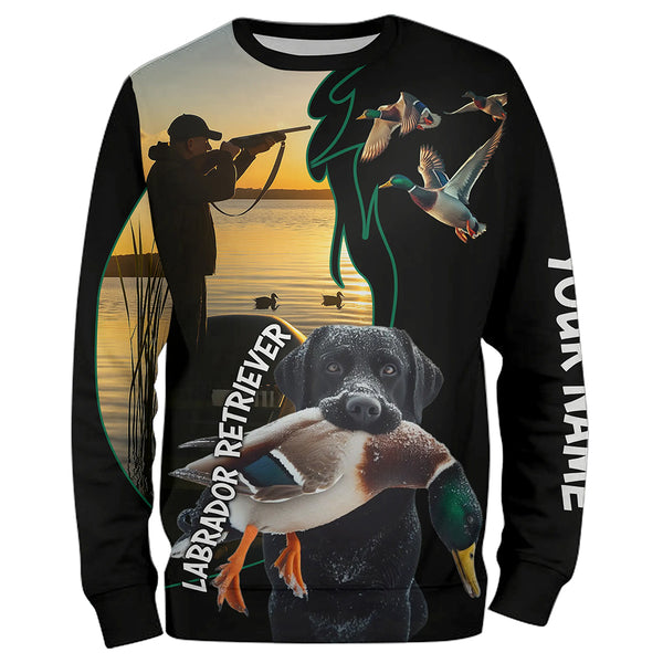 Personalized Duck Hunting Shirts with Black Labrador Retriever Hunting Dog FSD4746