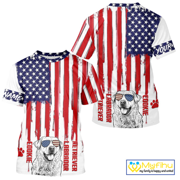 Labrador Retriever American Flag UV Protection Custom Dog Shirt, Patriotic Dog Gifts FSD4844