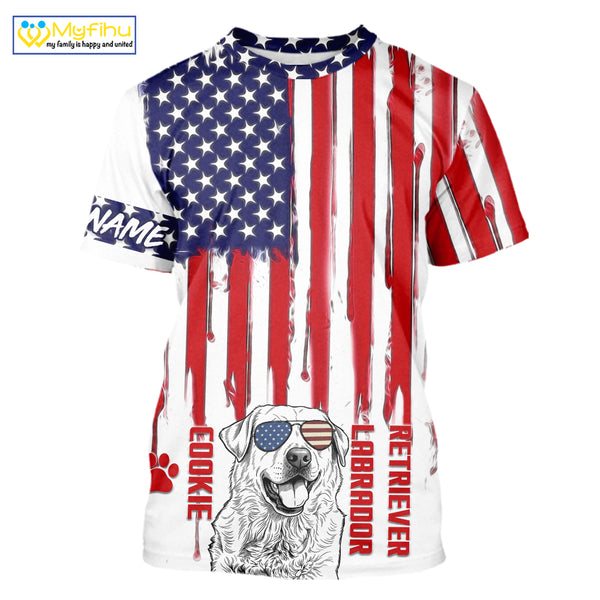 Labrador Retriever American Flag UV Protection Custom Dog Shirt, Patriotic Dog Gifts FSD4844