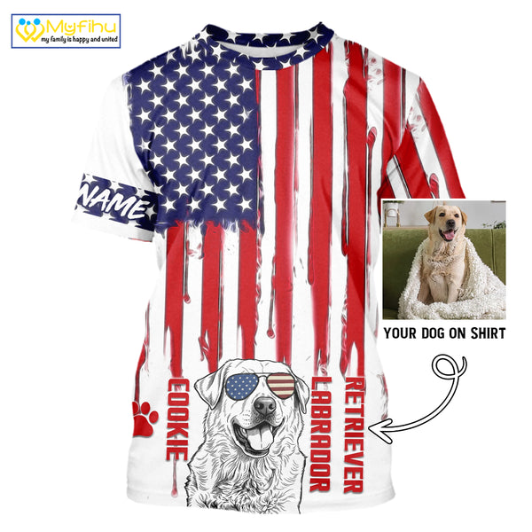 Labrador Retriever American Flag UV Protection Custom Dog Shirt, Patriotic Dog Gifts FSD4844