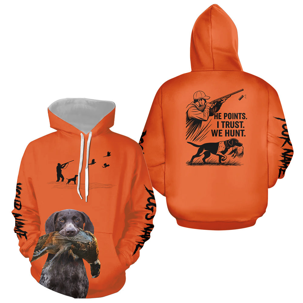GSP Dog Pheasant Hunting Custom Name Orange Shirts, Pheasant Hunting Clothes FSD4724
