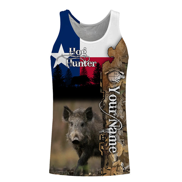 Wild Hog Hunting Texas Flag Camo Custom Name Shirts, TX Hog hunting shirt for hunter FSD332