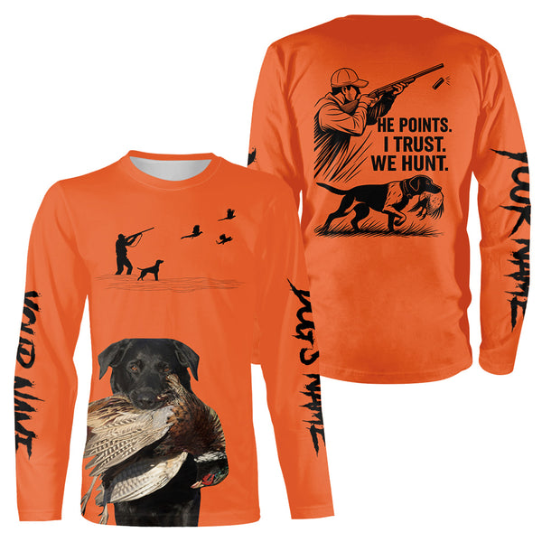 Black Labs Pheasant Hunting Custom Name Orange Shirts, Pheasant Hunting Clothes FSD4727