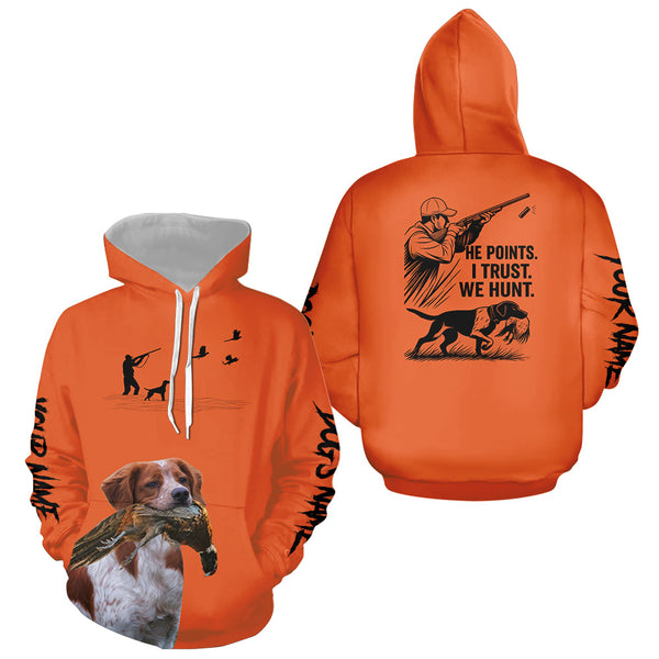 Brittany Dog Pheasant Hunting Custom Name Orange Shirts, Pheasant Hunting Clothes FSD4730
